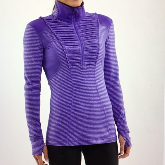 lululemon athletica Tops - LULULEMON Run Your Heart Out Persian Purple Classic Stripe Pullover sz 6 - EUC